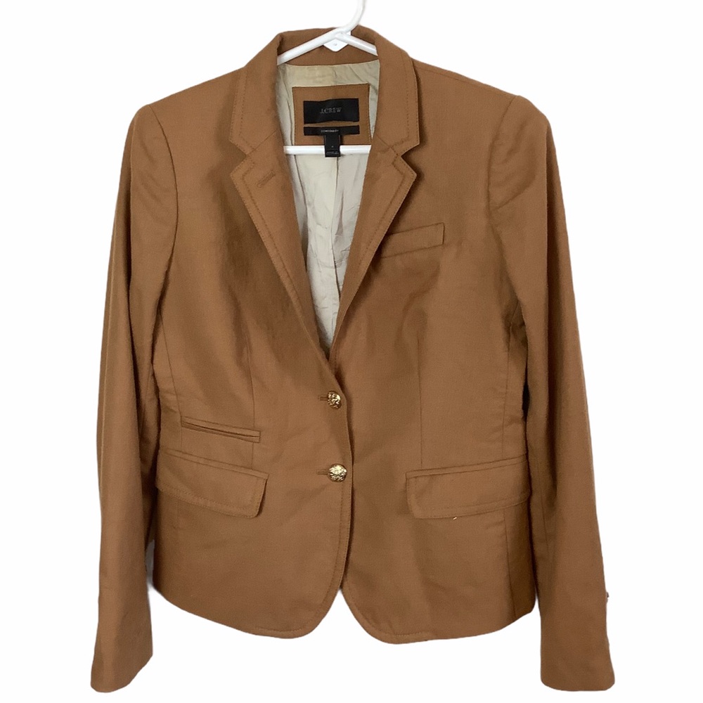 J. Crew Tan Camel Wool Schoolboy Blazer Size 2